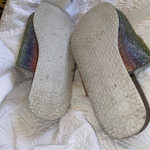 Rainbow Sparkle Double Buckle Slide Sandals Torrid Size 10.5 WW - Picture 9 of 11